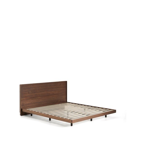 Brązowe łóżko dwuosobowe z litego drewna brzozowego ze stelażem 180x200 cm Norlen – Kave Home-image-2