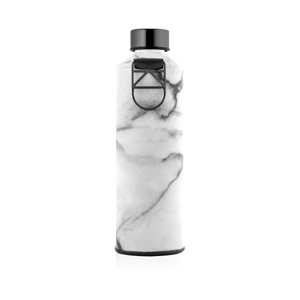 Czarno-biała butelka ze szkła borokszemowego z pokrowcem ze sztucznej skóry Equa Mismatch Stone, 750 ml