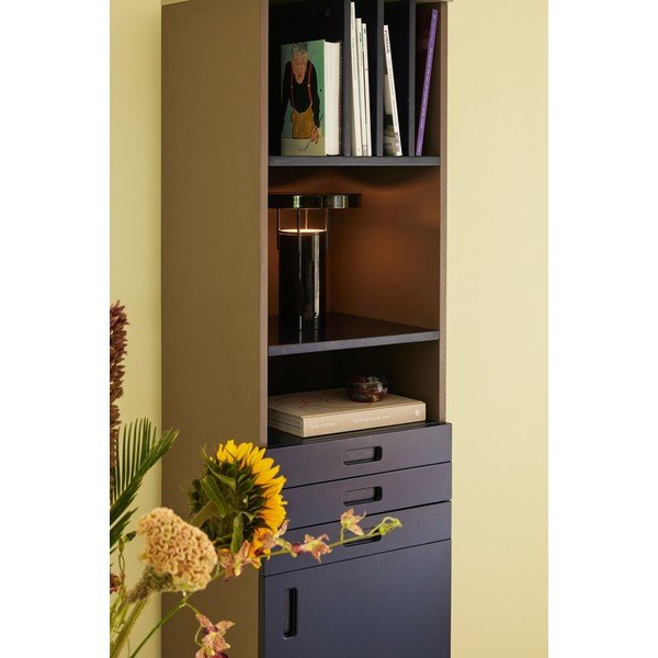 Ciemnoniebiesko-szary regał z litego drewna jesionowego 45x177 cm Study – Hübsch-image-1