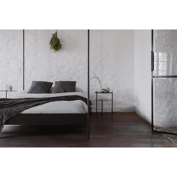 Czarne stalowe łóżko dwuosobowe bez zagłówka/z baldachimem ze stelażem 180x200 cm Eton – noo.ma-image-3