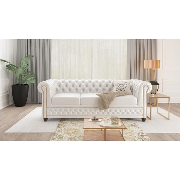 Biała sofa z imitacji skóry 203 cm York – Ropez-image-3