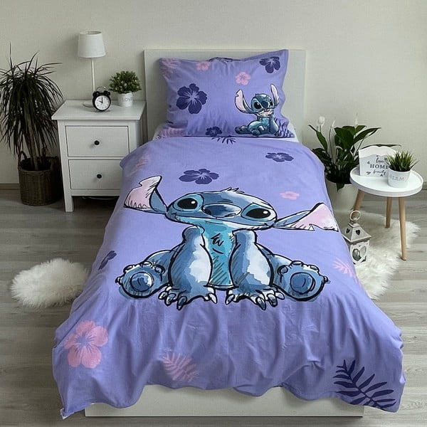 Bawełniana dziecięca pościel jednoosobowa 140x200 cm Lilo and Stitch – Jerry Fabrics-image-1