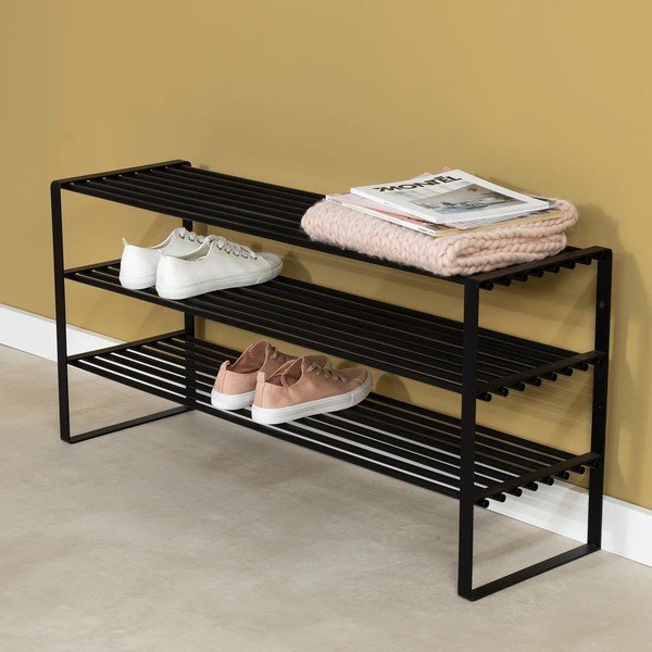 Czarna metalowa szafka na buty 100x48,5x29 cm Rex – Spinder Design-image-1