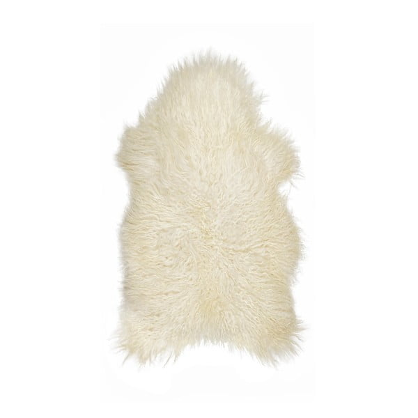Biały futrzany dywan z owczej skóry z długim włosiem Arctic Fur Ptelja, 100x55 cm