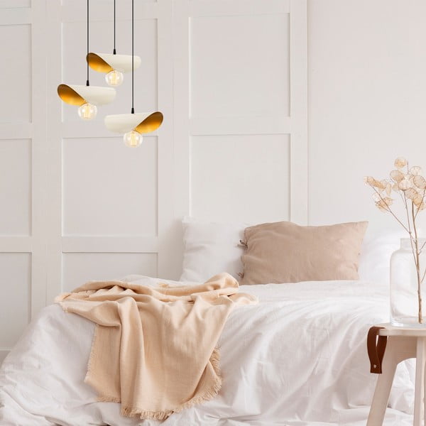 Lampa wisząca w biało-złotym kolorze z metalowym kloszem Sivani – Opviq lights-image-1