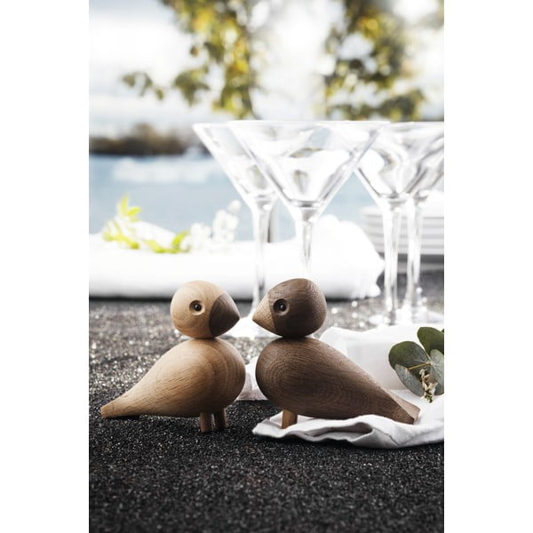 Zestaw 2 figurek z litego drewna dębowego Kay Bojesen Denmark Lovebirds-image-2