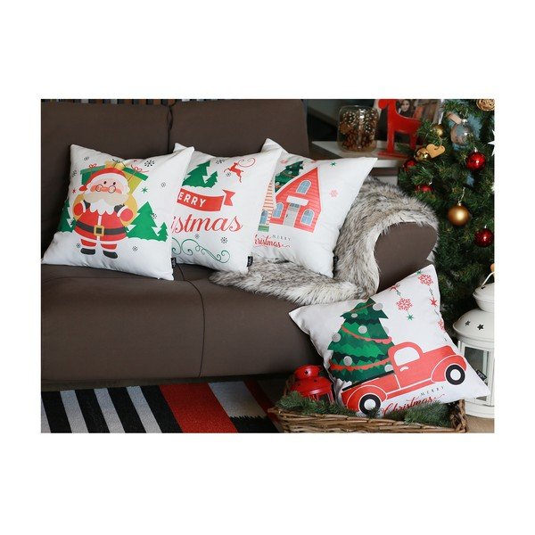 Biała poszewka na poduszkę ze świątecznym motywem Mike & Co. NEW YORK Honey Christmas Santa Claus Gifts, 45x45 cm-image-1