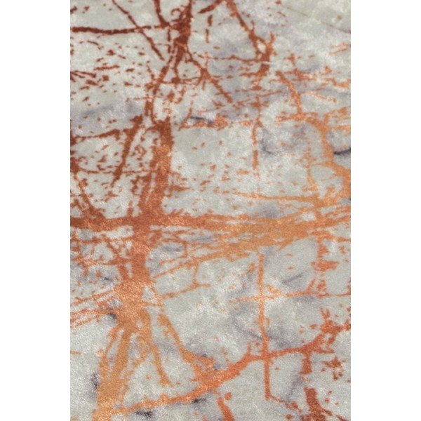 Biało-pomarańczowy dywanik łazienkowy z marmurkowym motywem Chilai Marble, 60x40 cm-image-3