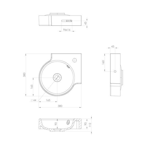 Biała okrągła umywalka z kompozytu mineralnego 38x38 cm Kaori – Sapho-image-3