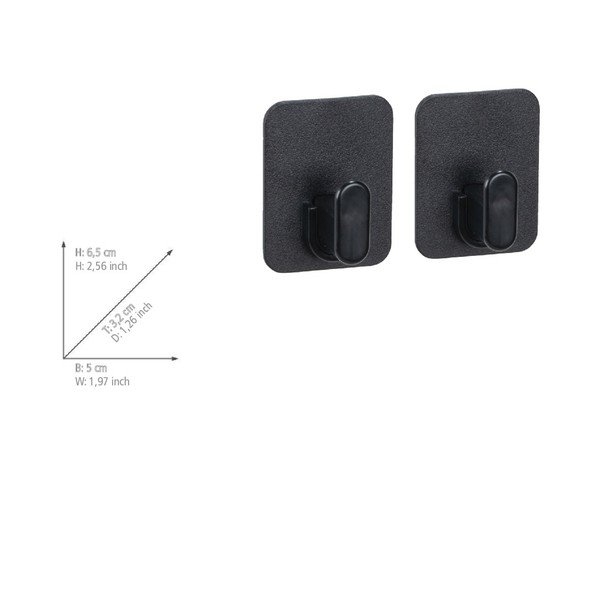 Czarne plastikowe haczyki bez wiercenia zestaw 2 szt. Parma – Allstar-image-4