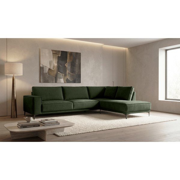 Zielony narożnik z tkaniny szenilowej (prawostronny/w kształcie litery L) Copenhagen – Scandic-image-1