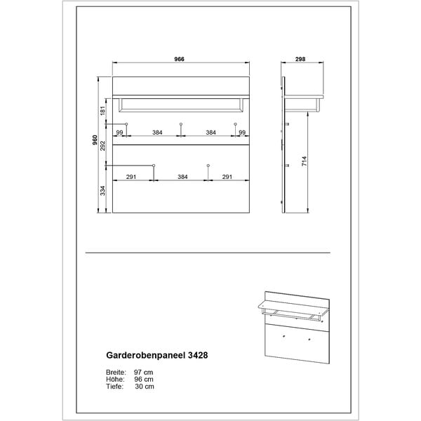 Szary panel z wieszakami do przedpokoju Genova – Germania-image-3