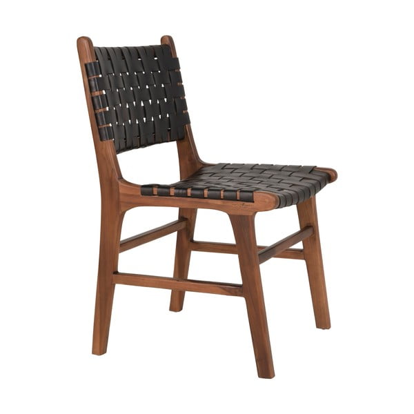 Czarno-brązowe krzesła z drewna tekowego zestaw 2 szt. Perugia – House Nordic-image-3