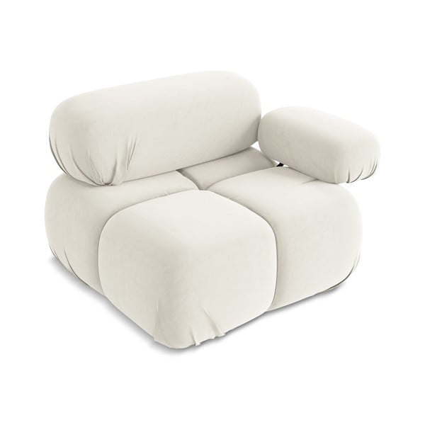 Biały aksamitny moduł sofy (prawostronny) Lokua – Makamii-image-3