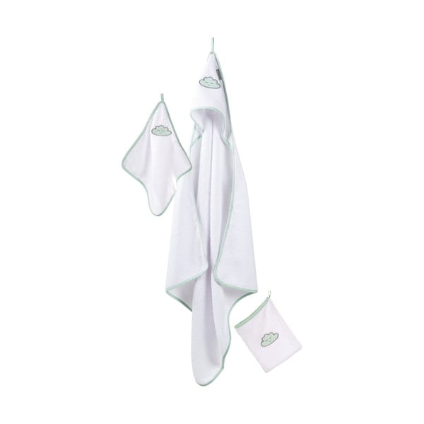 Biały bawełniany ręcznik dziecięcy z kapturem 80x80 cm Happy Cloud – Roba