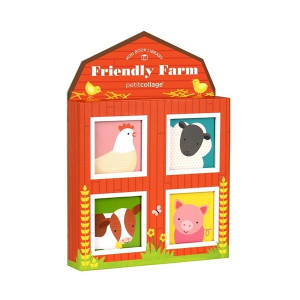 Zestaw 4 małych książeczek z obrazkami Petit collage Friendly Farm