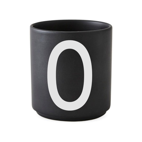 Czarny porcelanowy kubek Design Letters Alphabet O, 250 ml