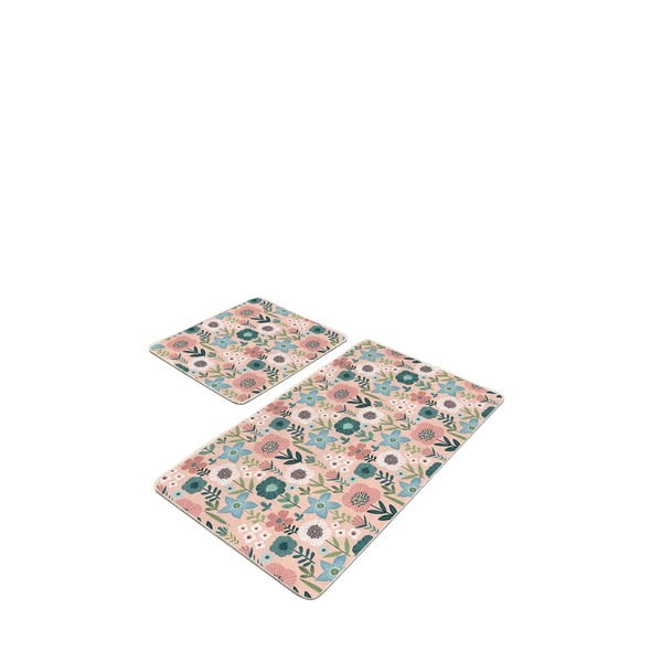 Niebiesko-różowe dywaniki łazienkowe zestaw 2 szt. 60x100 cm – Mila Home