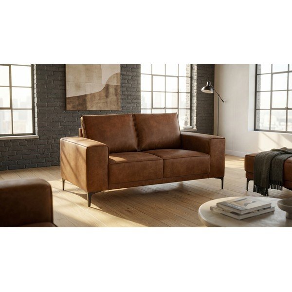 Koniakowa sofa z imitacji skóry 164 cm Copenhagen – Scandic-image-1