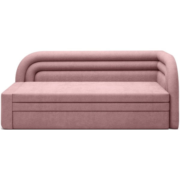 Różowa rozkładana/ze schowkiem sofa z tkaniny szenilowej prawostronna 223 cm Fabillo – ELTAP