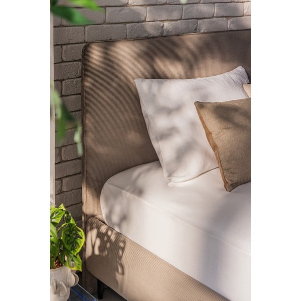 Szarobrązowe tapicerowane łóżko dwuosobowe ze stelażem 160x200 cm Noira Slim – Bonami Selection-image-3