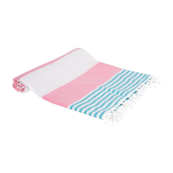 Różowy ręcznik kąpielowy tkany ręcznie Ivy's Fidan, 100x180 cm
