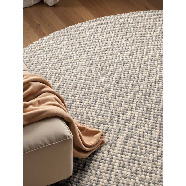 Jasnoszary/kremowy wełniany okrągły dywan tkany ręcznie ø 160 cm Lyon Beans – Elle Decoration-image-3