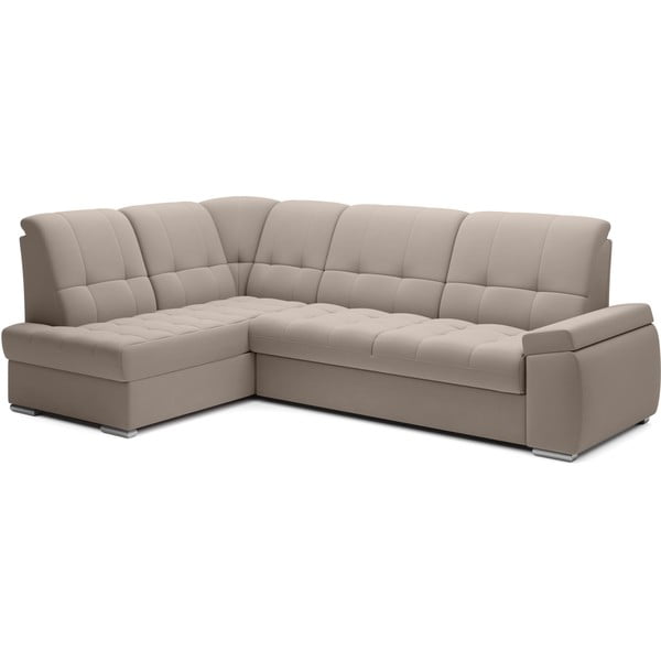 Beżowy aksamitny rozkładany/ze schowkiem narożnik (lewostronny/w kształcie litery L) Sado – ELTAP-image-2