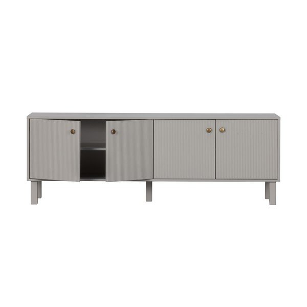 Jasnoszara szafka pod TV z litego drewna sosnowego 160x56 cm Madu – WOOOD-image-3