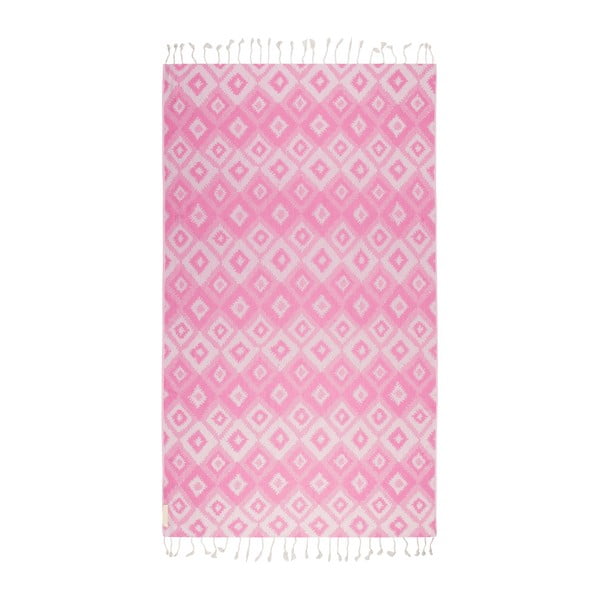 Różowy ręcznik hammam Begonville Joy, 180x95 cm