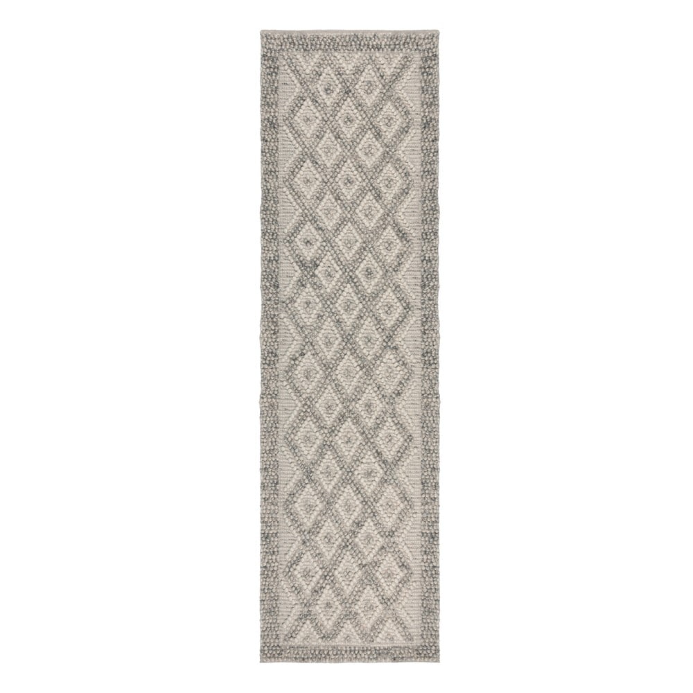Szary chodnik z mieszanki wełny tkany ręcznie 60x230 cm Minerals Diamond – Flair Rugs (zdjęcie 6)