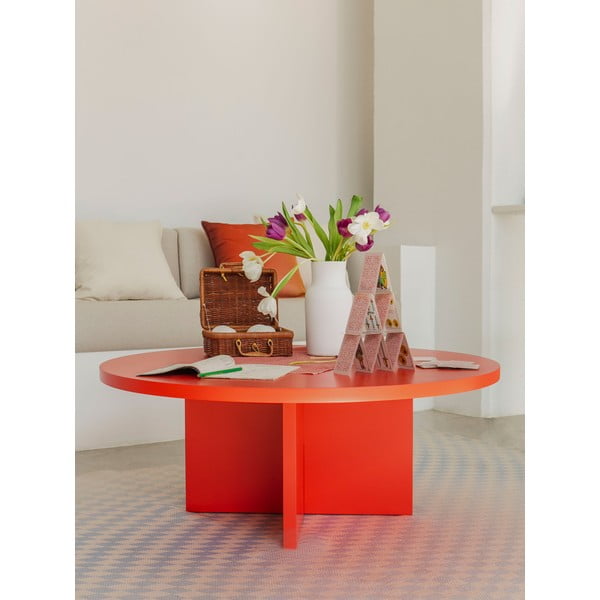 Czerwony okrągły stolik ø 100 cm Pausa – Really Nice Things-image-2