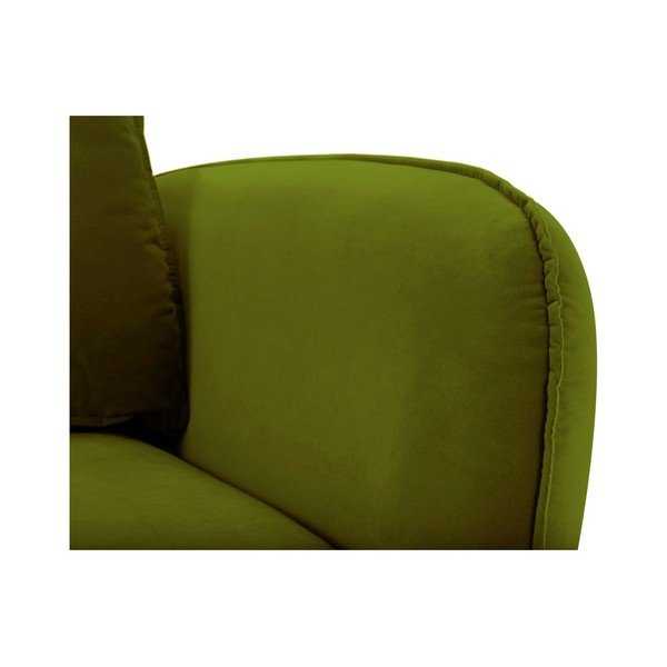 Zielony aksamitny fotel z czarnymi nogami Kooko Home Lento-image-3