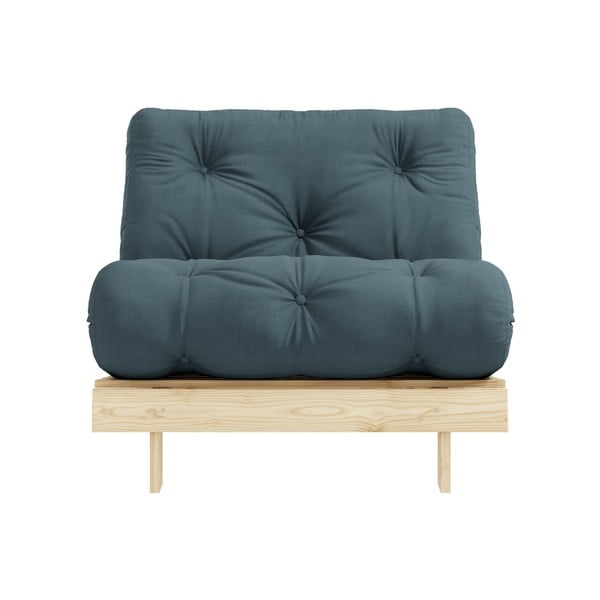 Fotel rozkładany z niebieskozielonym obiciem Karup Design Roots Raw/Petrol Blue-image-3