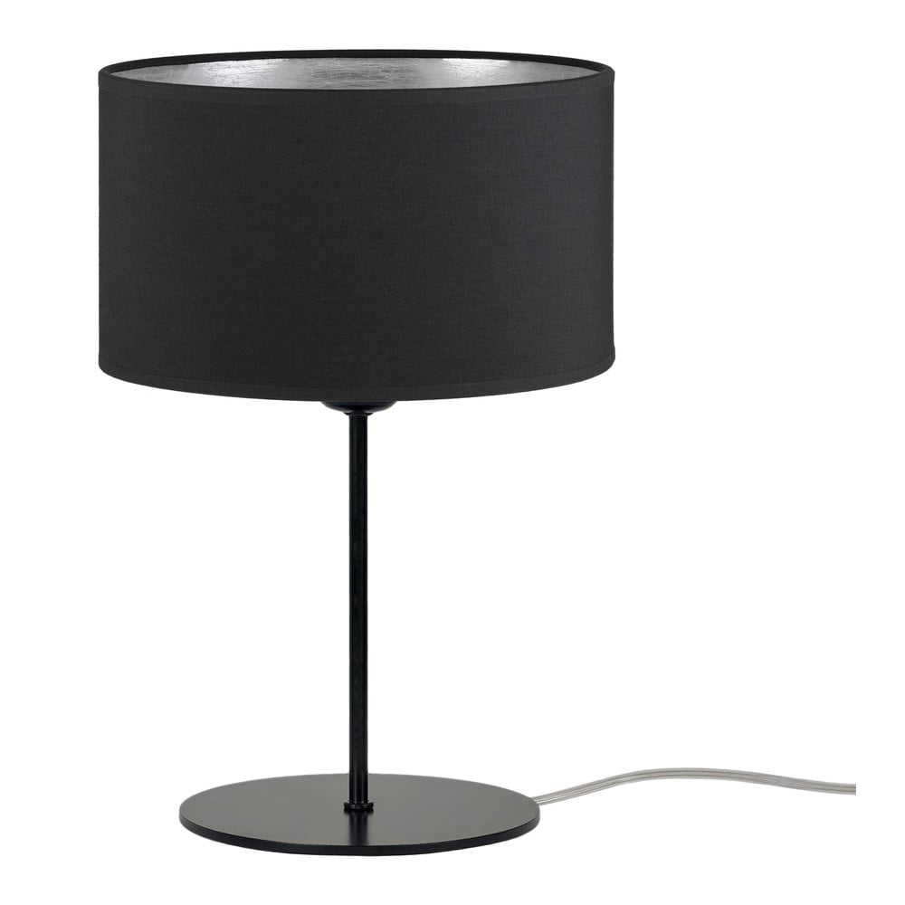 Czarna lampa stołowa z detalem w srebrnym kolorze Bulb Attack Tres S, ⌀ 25 cm