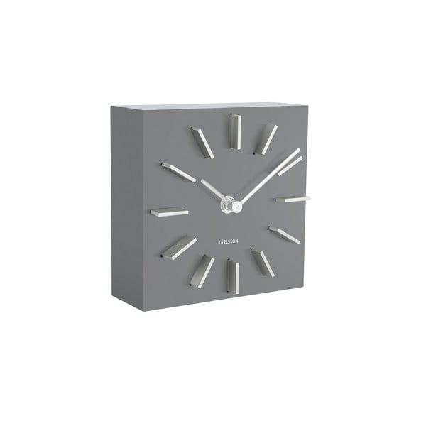 Szary zegar stołowy Karlsson Discreet, 15x15 cm