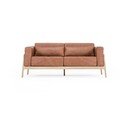 Karmelowa sofa z bawolej skóry z konstrukcją z litego drewna dębowego Gazzda Fawn, 180 cm