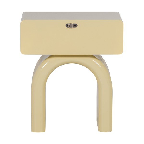 Jasnożółta szafka nocna z połyskiem Zorel – WOOOD-image-4