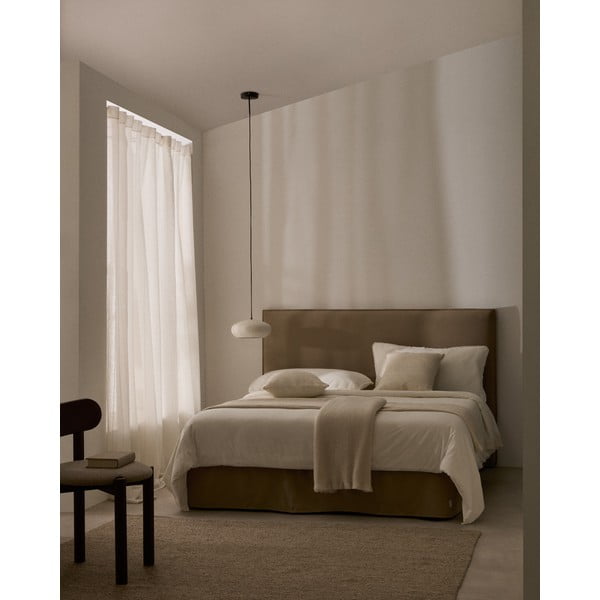 Szarobrązowe tapicerowane łóżko dwuosobowe 180x200 cm Jaira – Kave Home-image-1