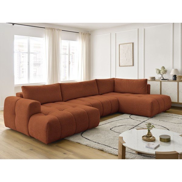 Ceglasty rozkładany/ze schowkiem narożnik (prawostronny/w kształcie litery U) Fuji – Bobochic Paris-image-1