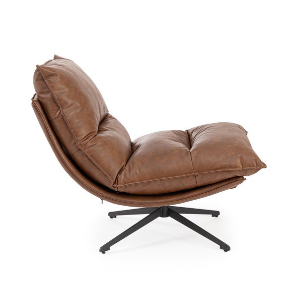 Koniakowy fotel ze schowkiem z imitacji skóry Alanez – Bizzotto-image-3