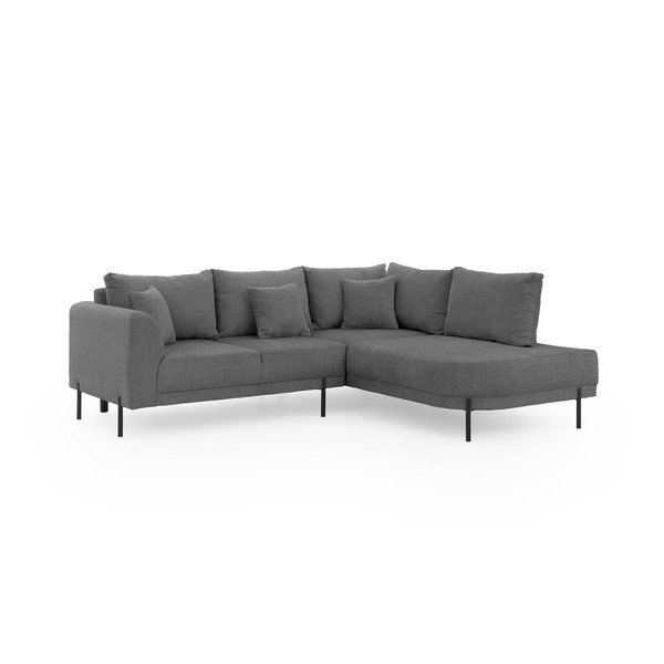 Ciemnoszary narożnik z tkaniny szenilowej (prawostronny/w kształcie litery L) Mauris  – Ropez-image-2