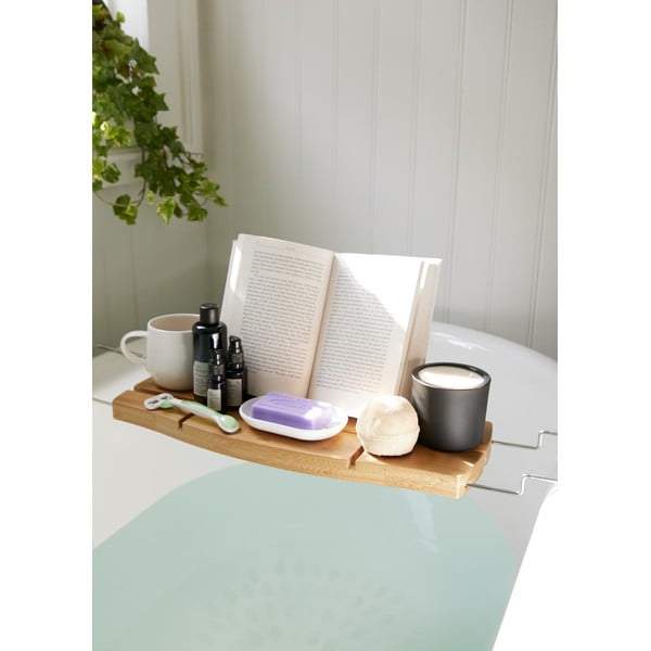 Bambusowa półka na wannę ze stojakiem na książkę i kieliszek Umbra-image-1