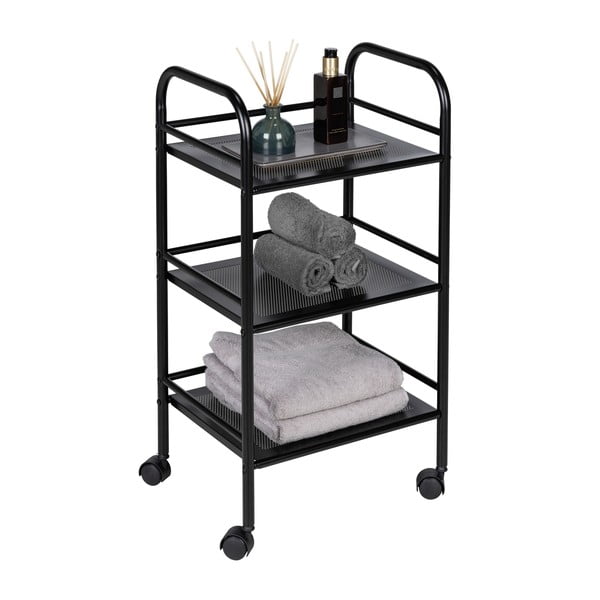 Czarny metalowy regał na kółkach 41x75 cm – Wenko-image-3