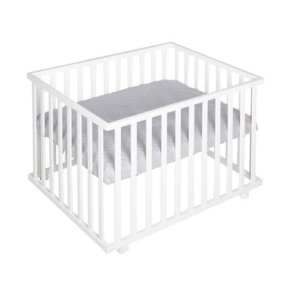 Biały kojec dla dzieci na kółkach 100x75 cm Style – Roba