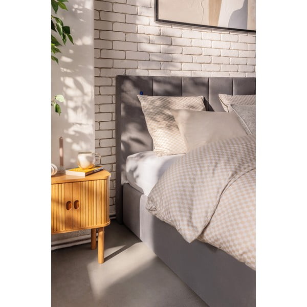Szare tapicerowane łóżko dwuosobowe ze schowkiem i stelażem 180x200 cm Thessa Bold Line – Bonami Selection-image-3