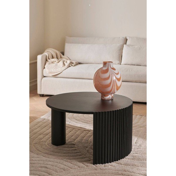 Czarny okrągły stolik z blatem z drewna mango ø 80 cm Bisselina – Ellos Home-image-1