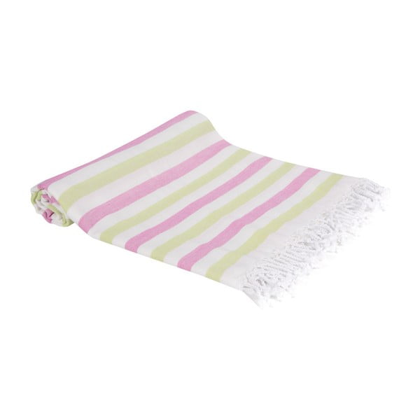 Różowy ręcznik kąpielowy tkany ręcznie Ivy's Dilara, 100x180 cm