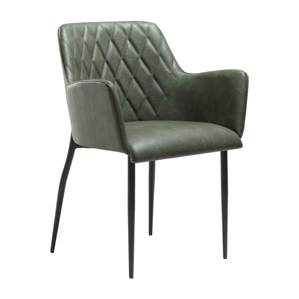 Zielone krzesło z imitacji skóry z podłokietnikami DAN-FORM Denmark Rombo Faux