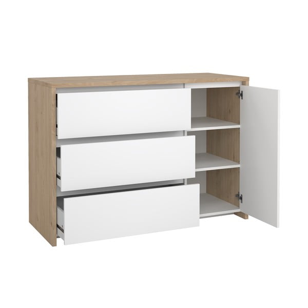 Biało-naturalna komoda w dekorze dębu 119x84x48 cm Next – Tvilum-image-3